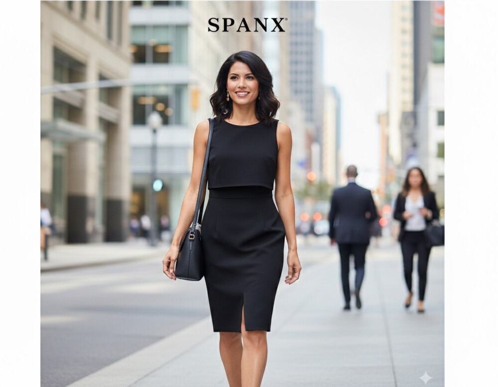 NWT SPANX Sleeveless Sheath Dress with Cropped Overlay